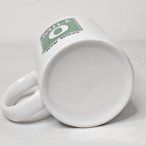 Key West Florida Mile 0 Coffee Mug White Green Cup Historic Landmark Souvenir - Picture 4 of 4